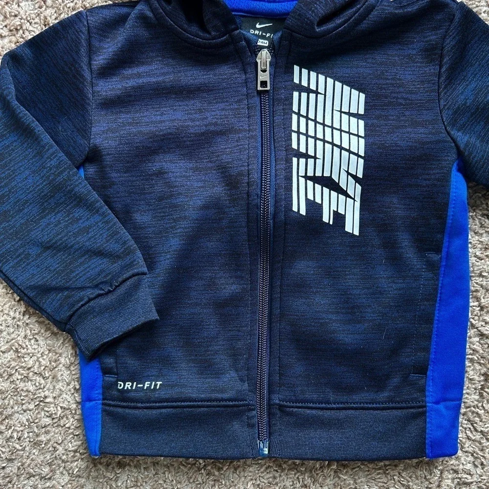Nike Dri-FIT Boys Full Zip Hoodie I‎ Navy Blue Space Dye Jacket I Size 24M
